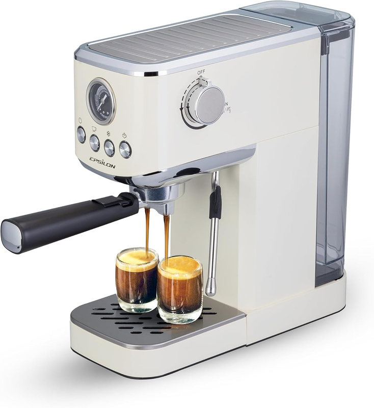 Coffee Machine with Milk Frother, Compact 20-Bar Espresso Maker, Hot and Iced Coffee Maker with Removable Water Tank, Cold Brew Feature, and Steam Wand, 1.2L Capacity - Stainless Steel