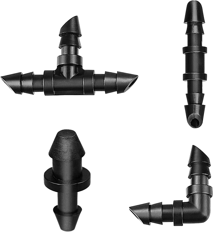 130 Pcs Drip Irrigation Fittings Kit 1/4 Inch Tubing Couplings Tees Elbows End