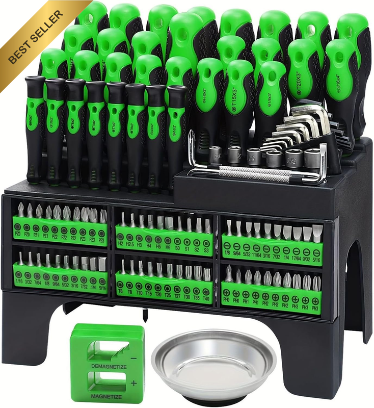 118-Piece Magnetic Screwdriver Set with Rack, Precision Screwdriver Kit for Men 