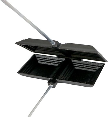 26.7'' Double, Cast Iron Square Pudgy Pie Maker Campfire Pudgie Sandwich Cooker