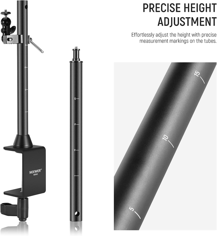 Overhead Camera Mount Rig with Dual Ballhead Super Clamp/Phone Holder/C Clamp fo
