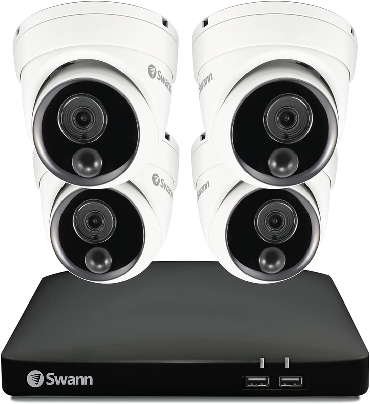 Security Camera System with 64GB Storage, 1080P HD 4-Channel Wired DVR with 4 Do