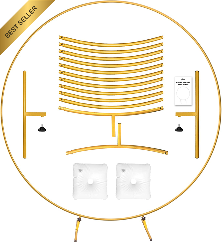 Gold Round Balloon Arch Kit - 1.83m Metal Hoop Stand for Parties & Events
