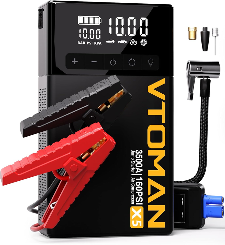 Jump Starter Air Compressor Portable Car Battery Booster Digital Tire Inflator