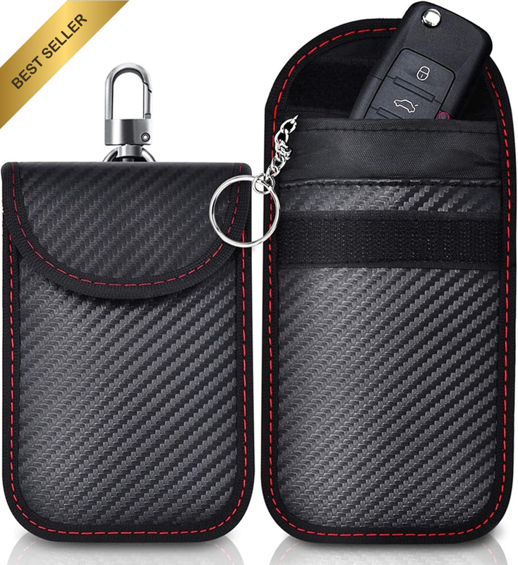 Faraday Pouch for Car Keys,3.5''X5.5'' Faraday Bag, Carbon Fiber Car RFID Signal