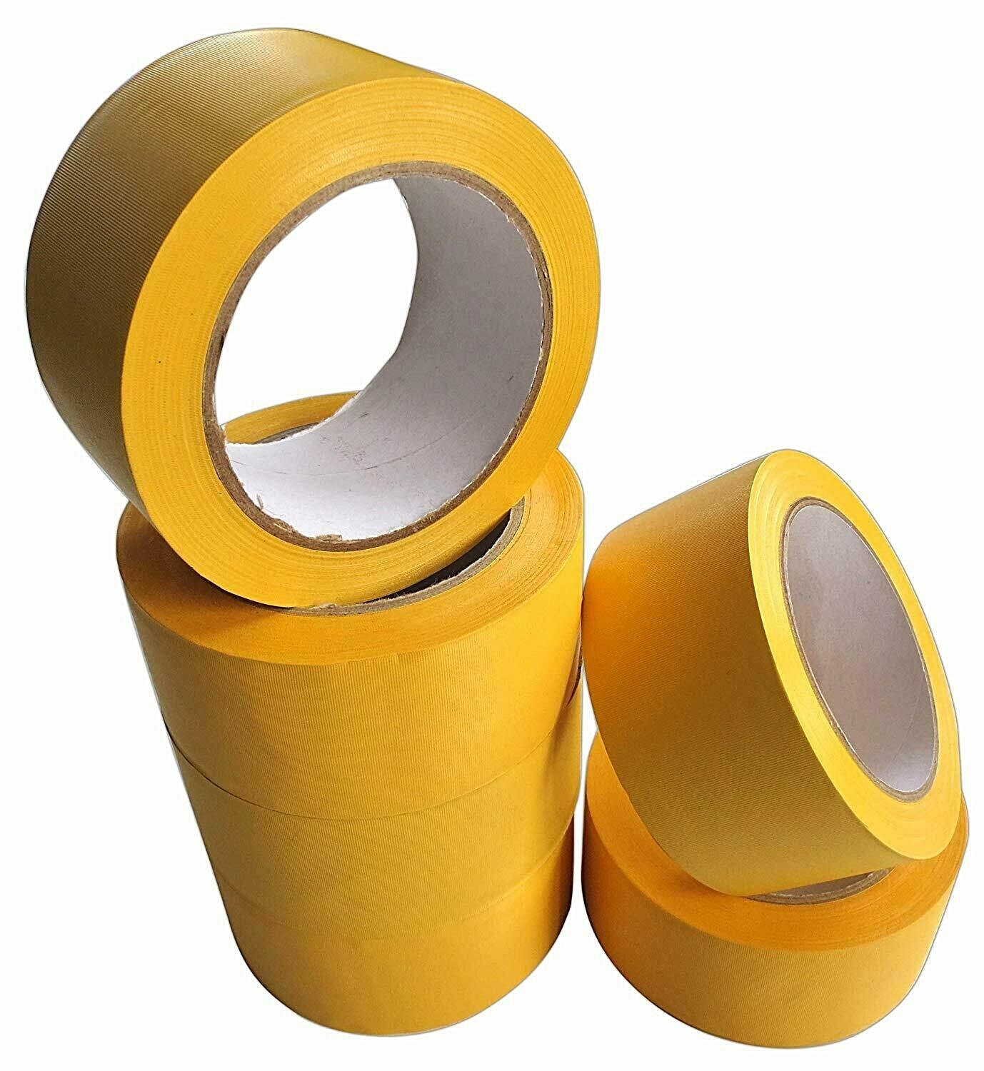 6x PVC Klebeband quer gerillt gelb 50mmx33m Abklebeband