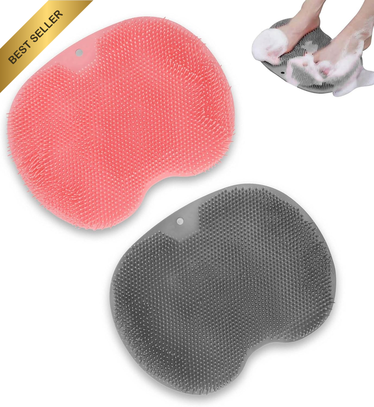 2 PACK Shower Foot Scrubber Mat Back Washer Back Exfoliating Bath Wash Pad Wall