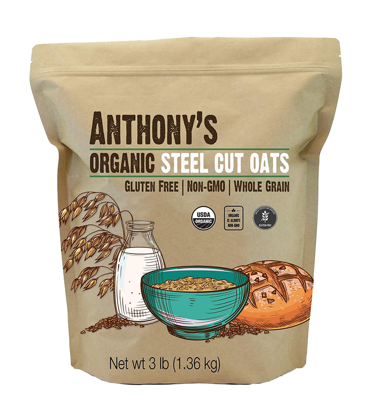 Anthony'S Organic Steel Cut Oats, 3 Lb, Gluten Free, Non GMO, Irish Oatmeal, Who