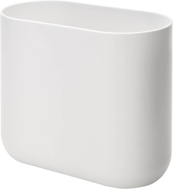 iDesign Cade Oval Slim Trash Can, Compact Waste Basket Garbage Can for Bathroom,