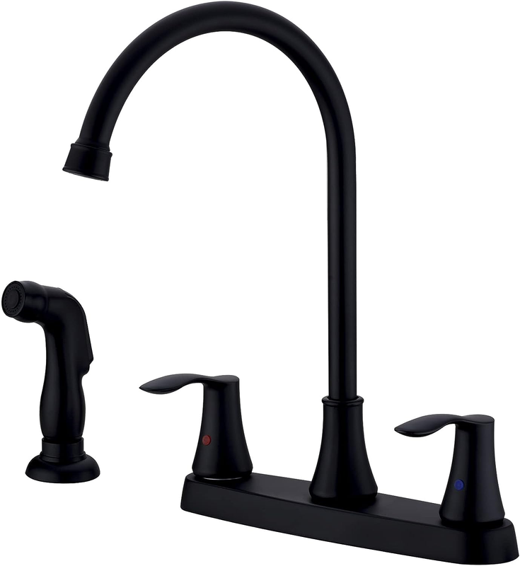 Kitchen Faucet with Side Sprayer, 2 Handles High Arc 4 Holes 8 Inch Centerset St