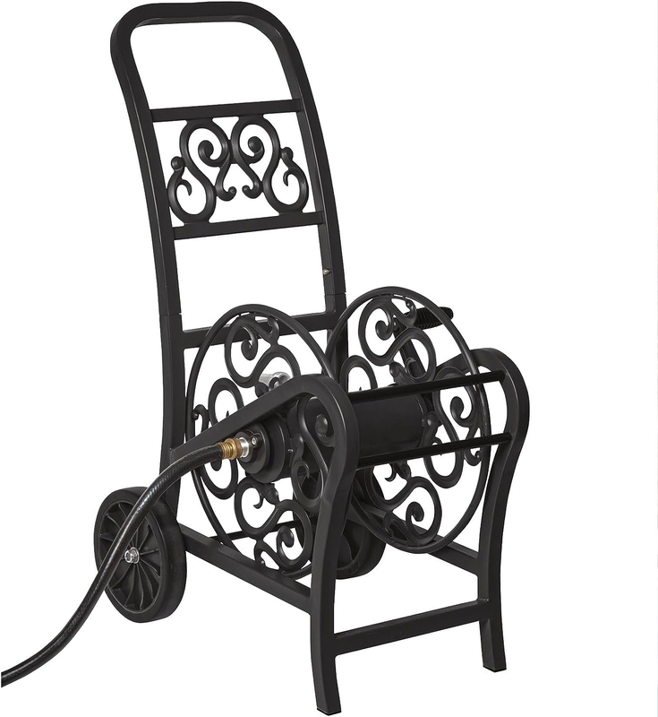 MDHC200 Decorative Metal Hose Reel Cart, 200 Feet, Black