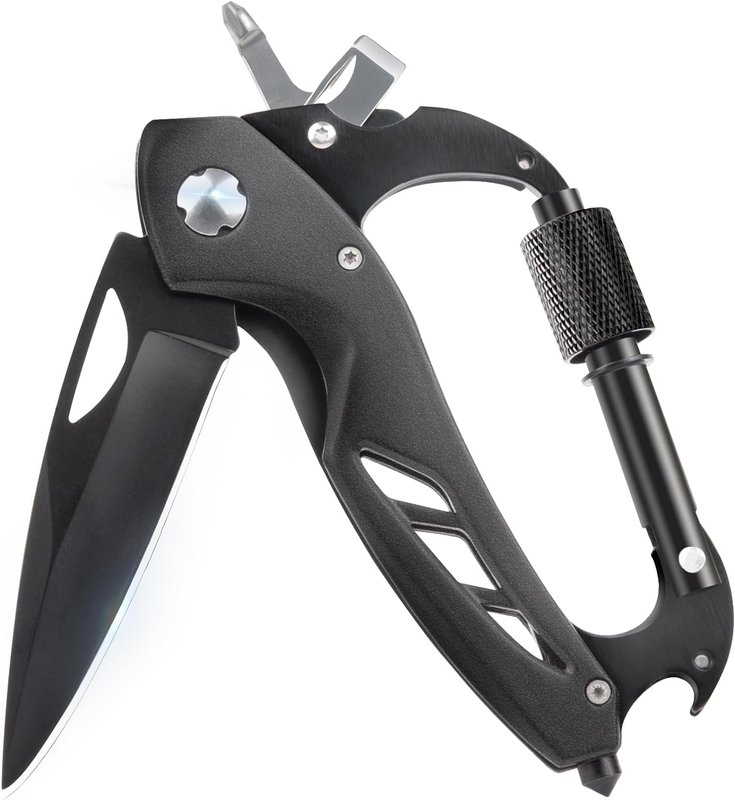 Multitool Carabiner + Pocket Knife Bottle Opener and Screwdr