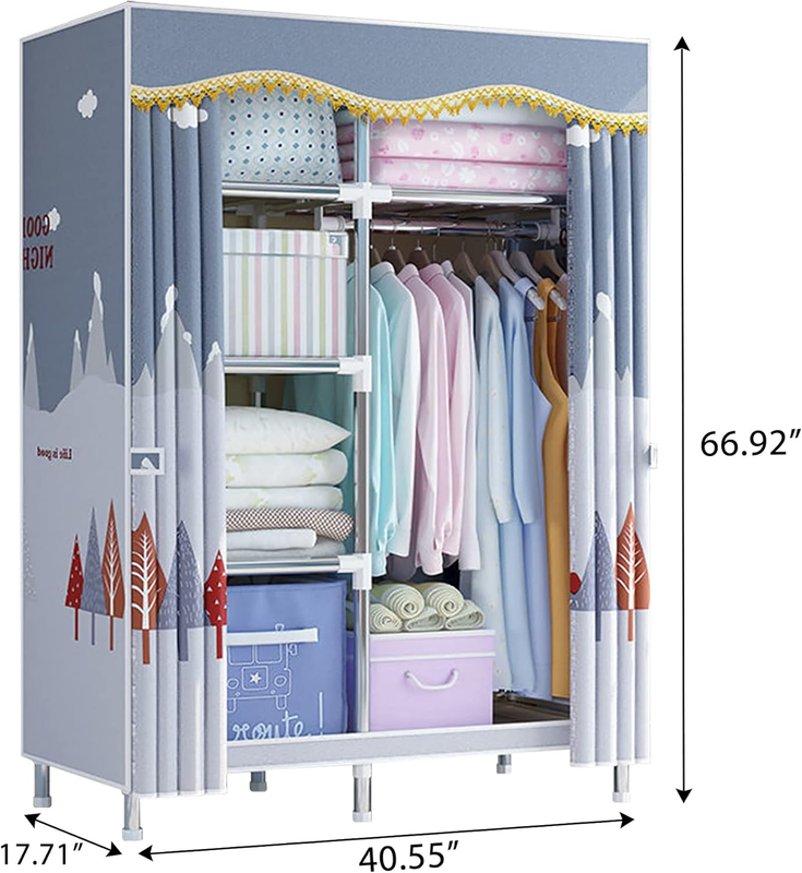 Portable Closet Wardrobe Clothes Storage Organizer Bedroom Clothes Standing Shel