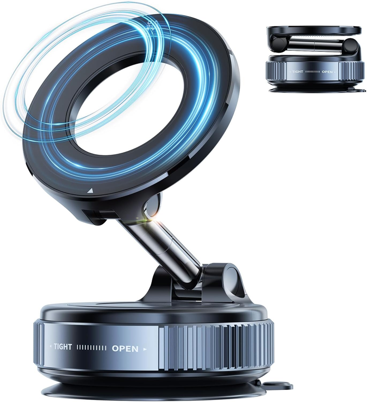 Vacuum Magnetic Phone Holder for Car,Suction Cup Phone Mount,Foldable Vacuum Mag