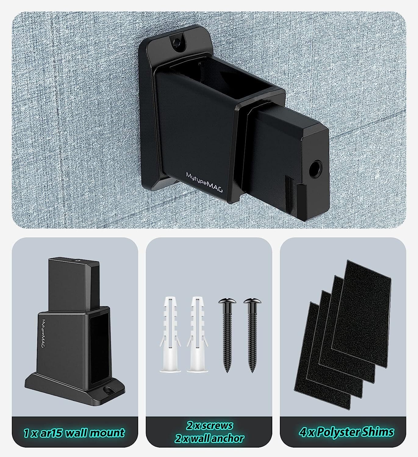 2-Pack Gun Wall Mount with Mag Holder for Rifle Vertical Wall Mount Gun Rack US