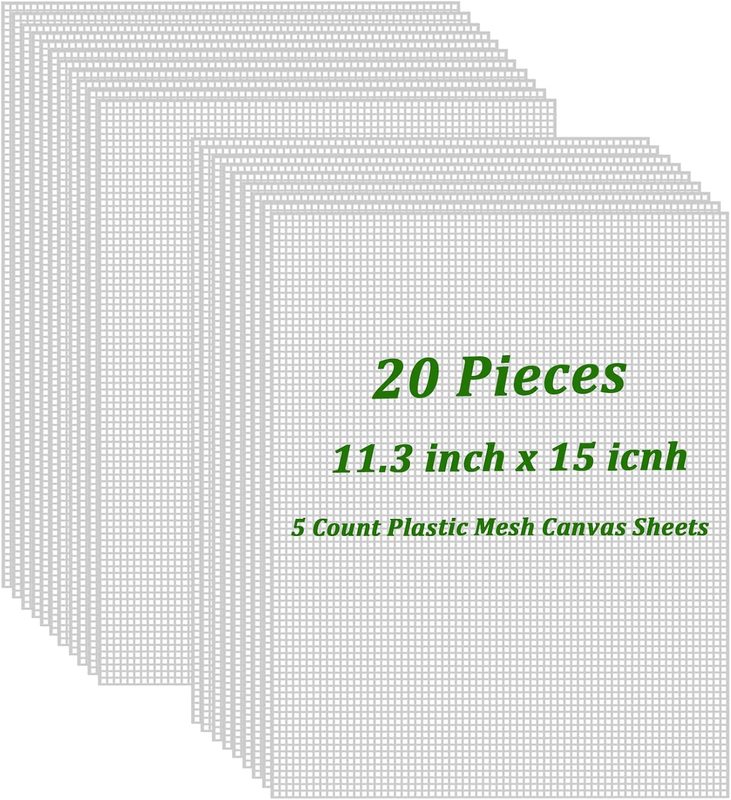 20 Pieces Plastic Canvas Sheets 5 Count, 15X11.3In Plastic Mesh Sheet