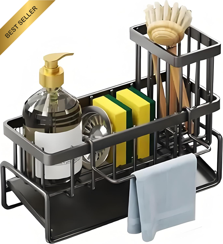 Tableware Drying Rack, Kitchen Counter Stainless Steel Utensil Rack with Drainag