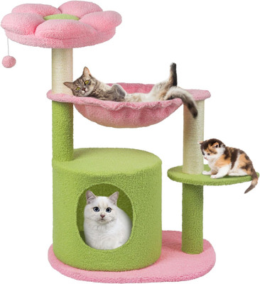 Cat Tree 33'' Cute Cat Tower Small Flower Cat Trees Indoor Cat Condo W/Hanging