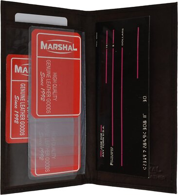 Marshal 100% Leather Bi-fold Check Book Covers Brown #156CF
