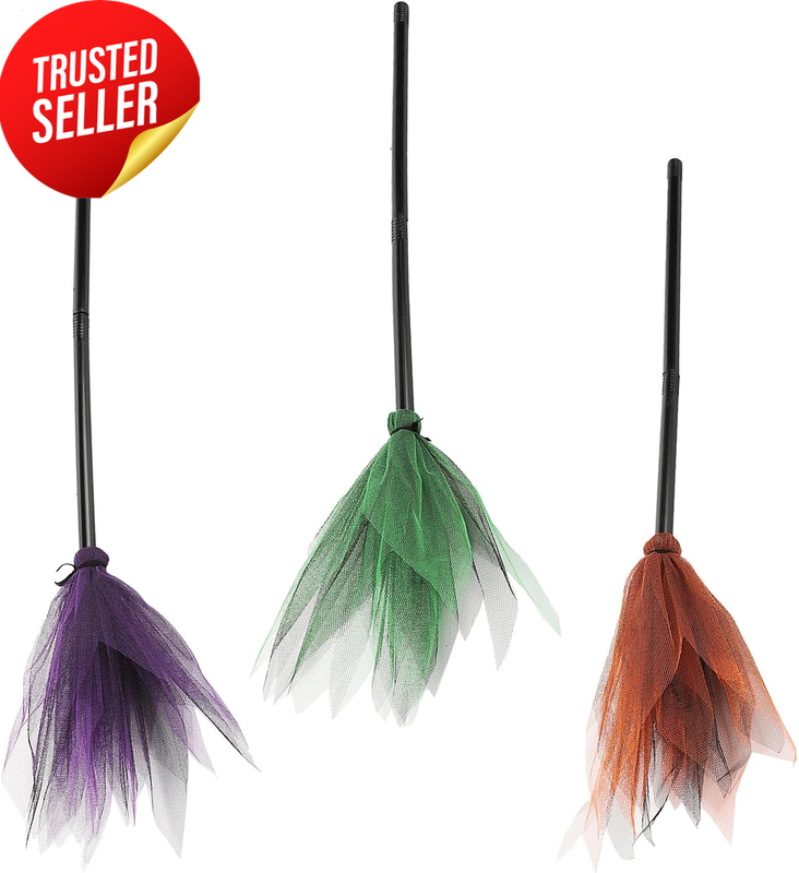 Halloween Witch Broomstick Cosplay Prop 3Pcs Costume Accessory