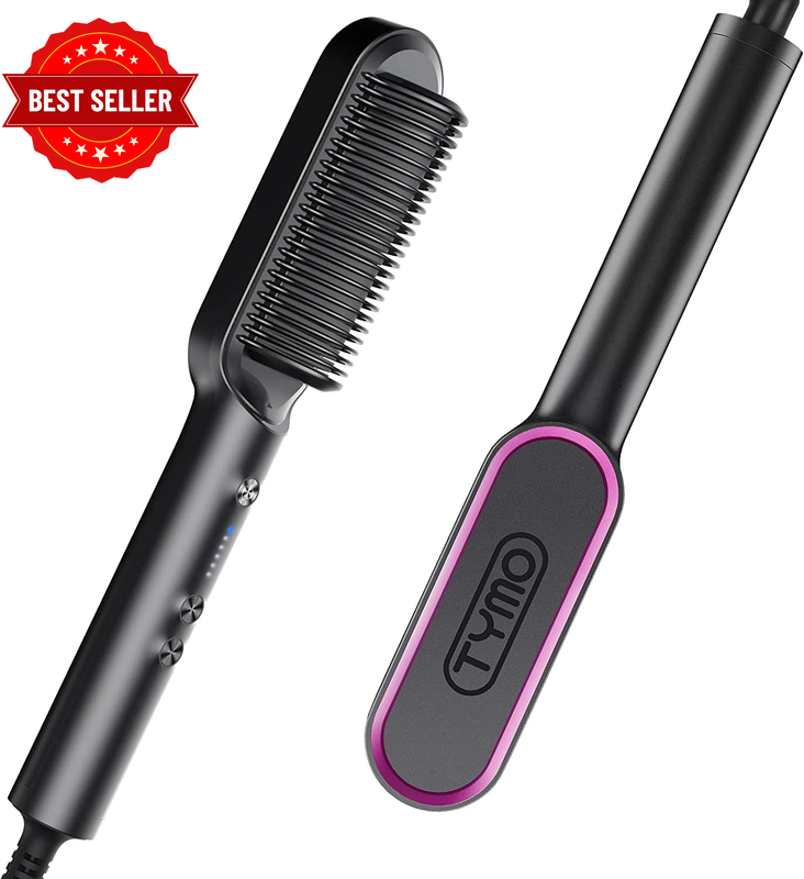 Hair Straightener Brush, Hair Iron with Built-In Comb, Fast Heating, 5 Temp Sett