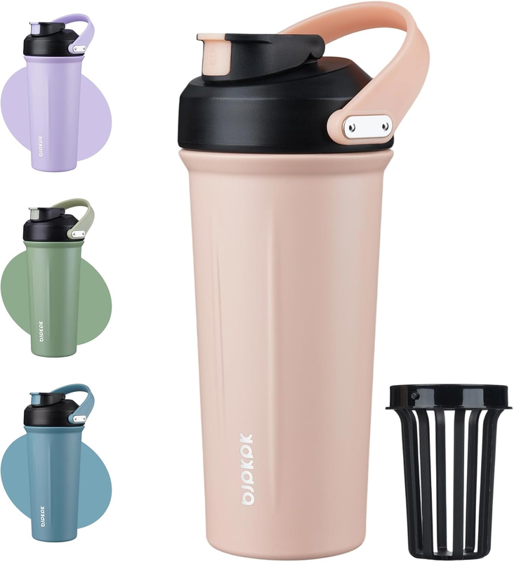25 Oz Insulated Tumbler with Handle Stainless Steel Shaker Water Bottle for Prot