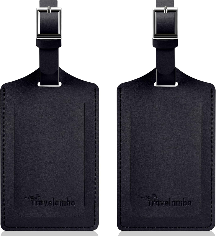 Luggage Tags for Suitcases Faux Leather Privacy Protection 2 Pack Bag Tags Trave