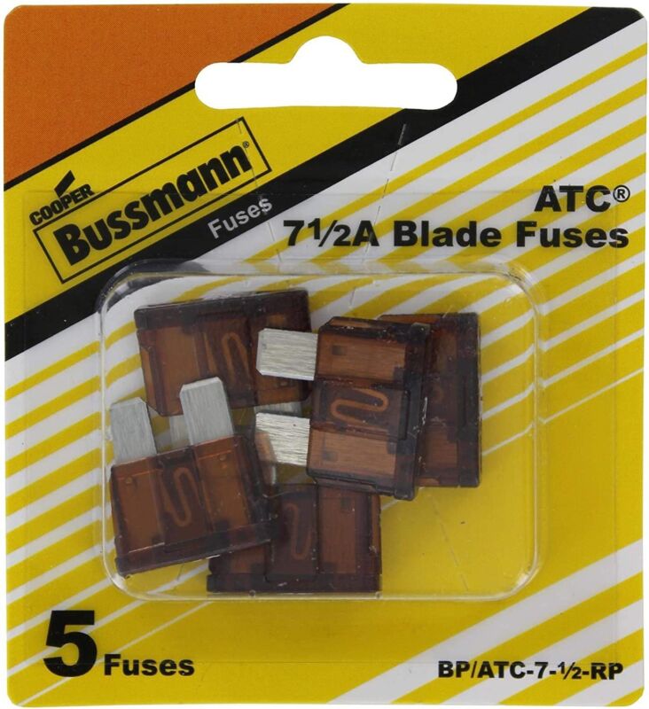 Bussmann Bp/atc-7-1/2-rp Atc Automotive Blade Fuse (71/2 Amp (card)), 5 Pack