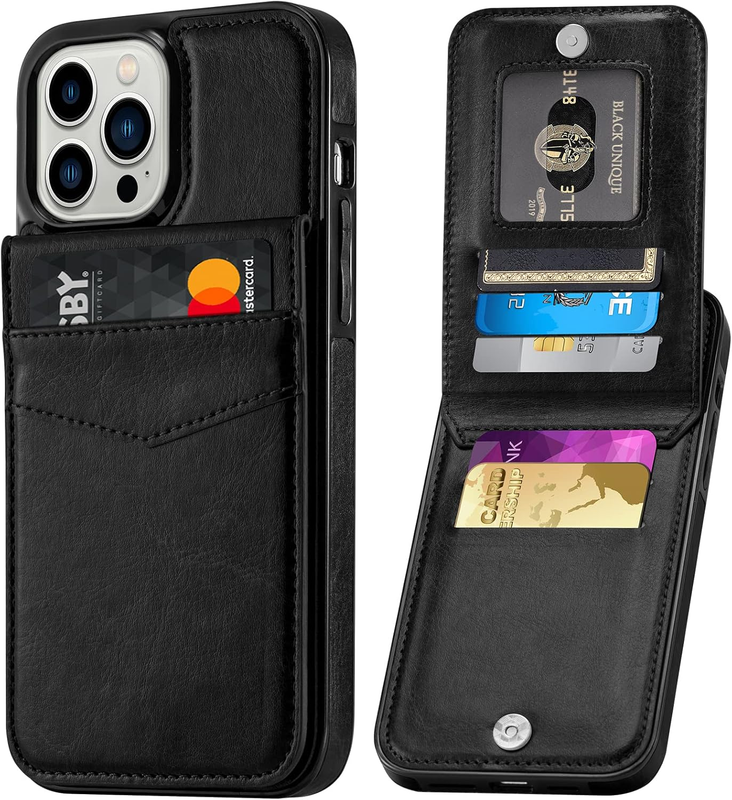 Wallet Case for iPhone 13 Pro Max, Soft PU Leather Card Holder Case with Kicksta