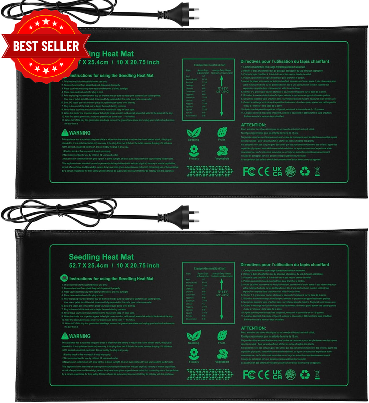 Seedling Heat Mat Durable Waterproof Plant Heating Pad 25.4 X 52.7CM for Germina