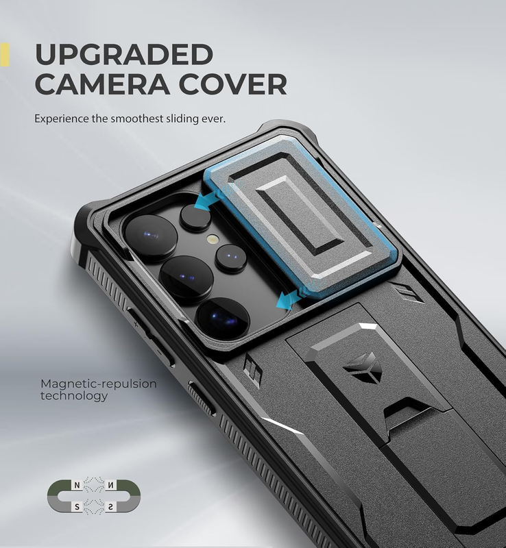 for Samsung Galaxy S25 Ultra Case with Built-in Slide Camera Cover & Screen Prot
