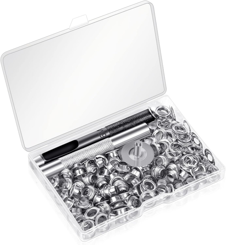 120 Sets Grommet Tool Kit 1/4 Inch, 1/4 Grommet Eyelets Kit with Setting Tools