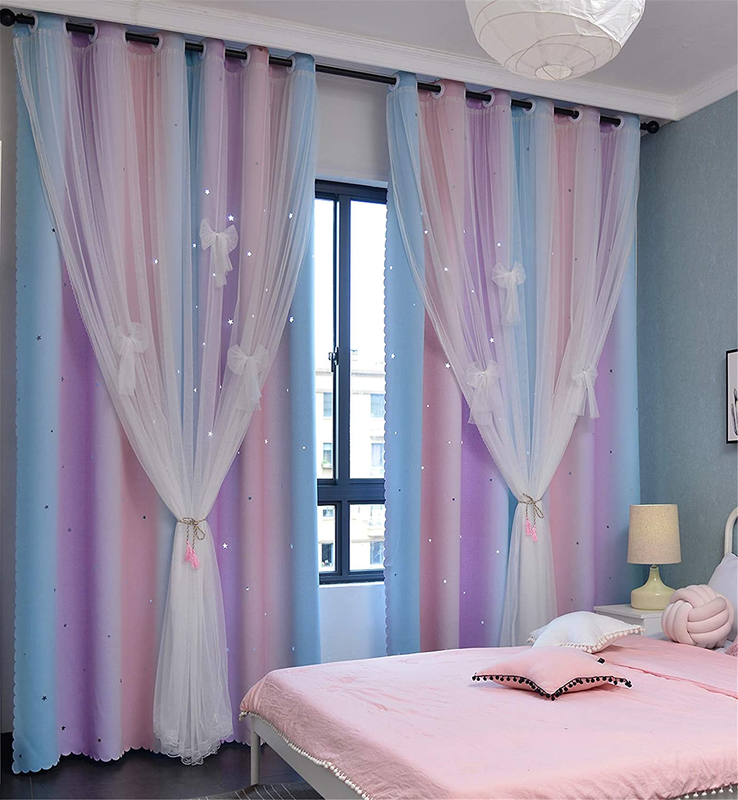 Yancorp Curtains for Girls Bedroom Kids Room Curtain Colorfu