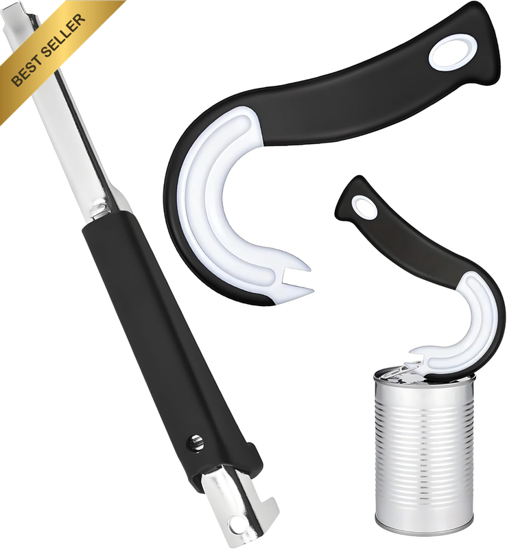 2 Pack Ring Pull Can Opener - Effortless Manual Tab Lifter for Seniors Weak Hand