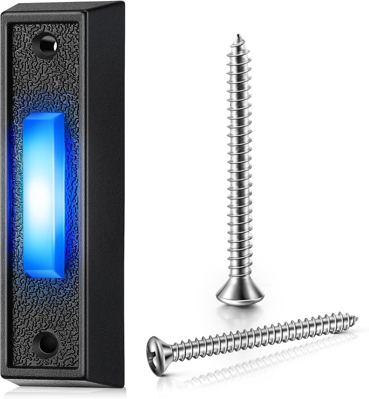 LED Lighted Doorbell Button Wired, Door Bell Ringer Push Buttons Replacement Gar