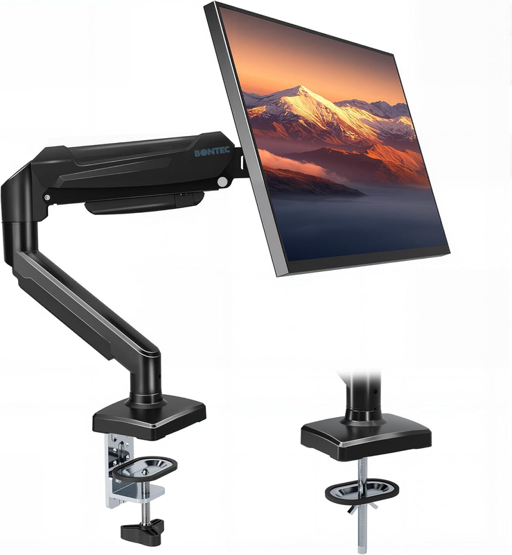 BONTEC Monitorarm Mit Gasfeder Für 15–32 Zoll Monitore, 360° Drehung, ±90° Neigu