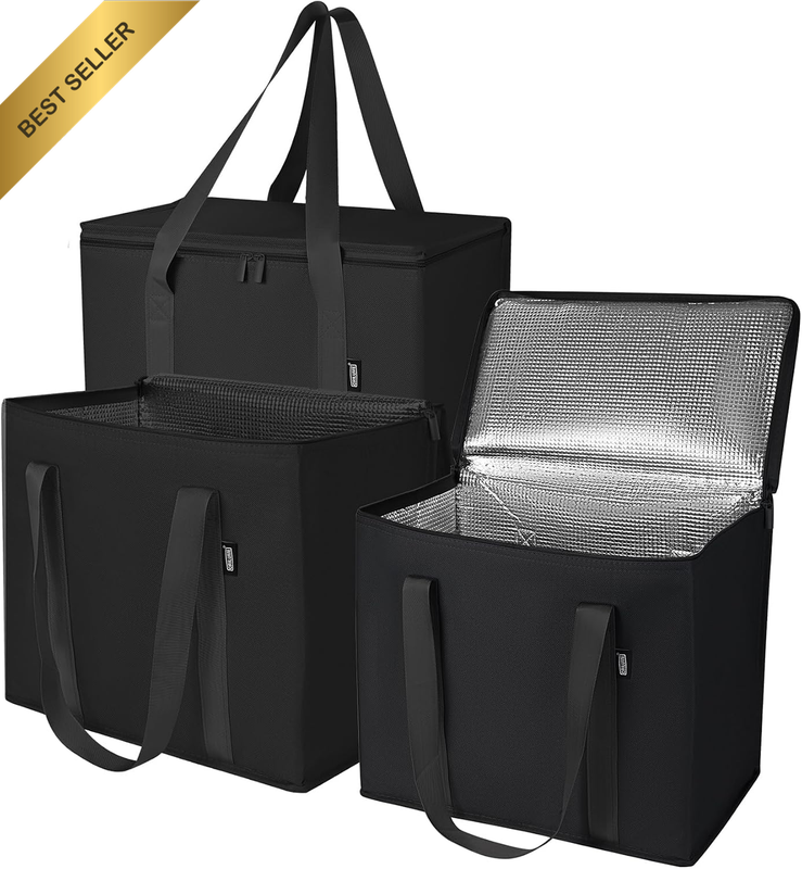 Insulated Grocery Bags, Oxford Fabric Collapsible Cooler Bag, 2 Pack Cooler Bag
