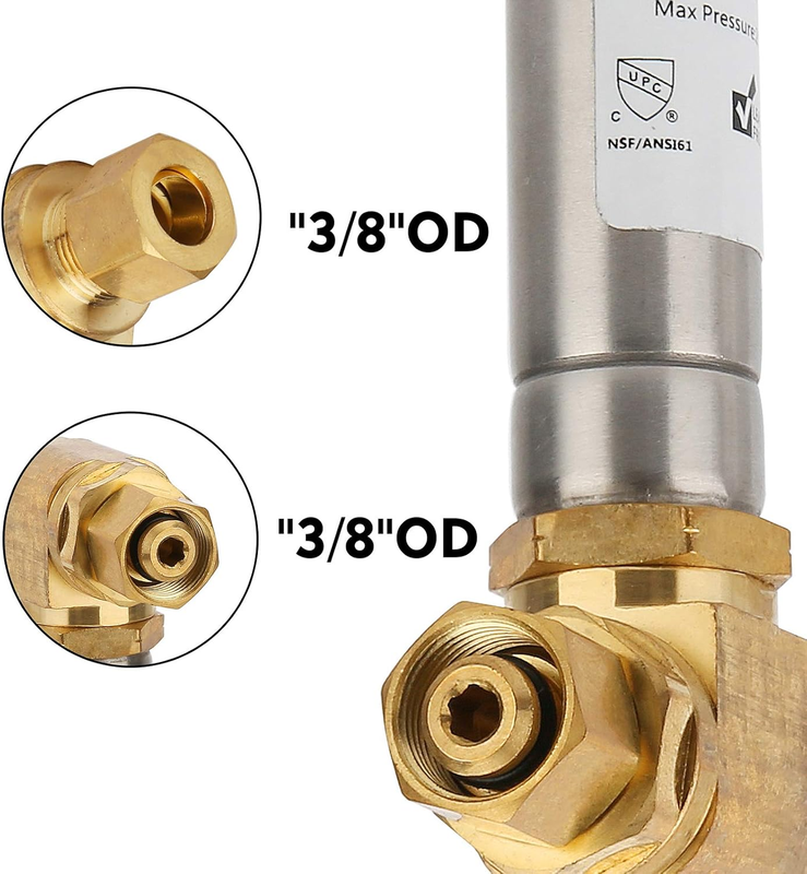 3/8" Water Hammer Arrestor, Lead-Free Brass 3/8" OD for Washing Machine, Toilet,