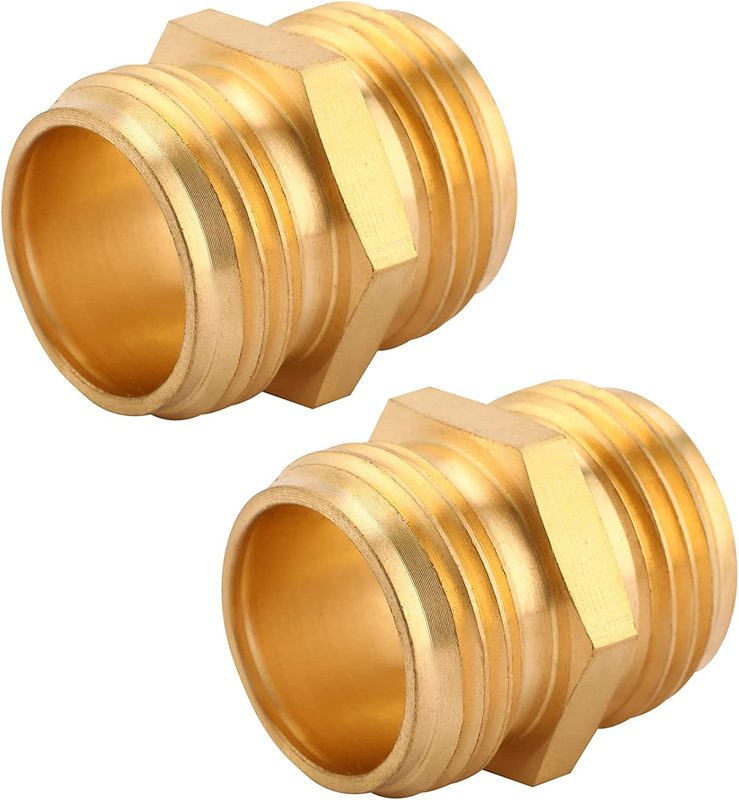 Garden Hose Adapter, Male to Male, 2 Pack 3/4 Inch Brass Connector