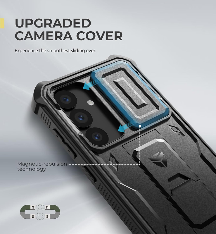for Samsung Galaxy S25 Case with Built-in Slide Camera Cover & Screen Protector