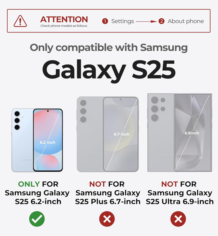 for Samsung Galaxy S25 Case with Built-in Slide Camera Cover & Screen Protector