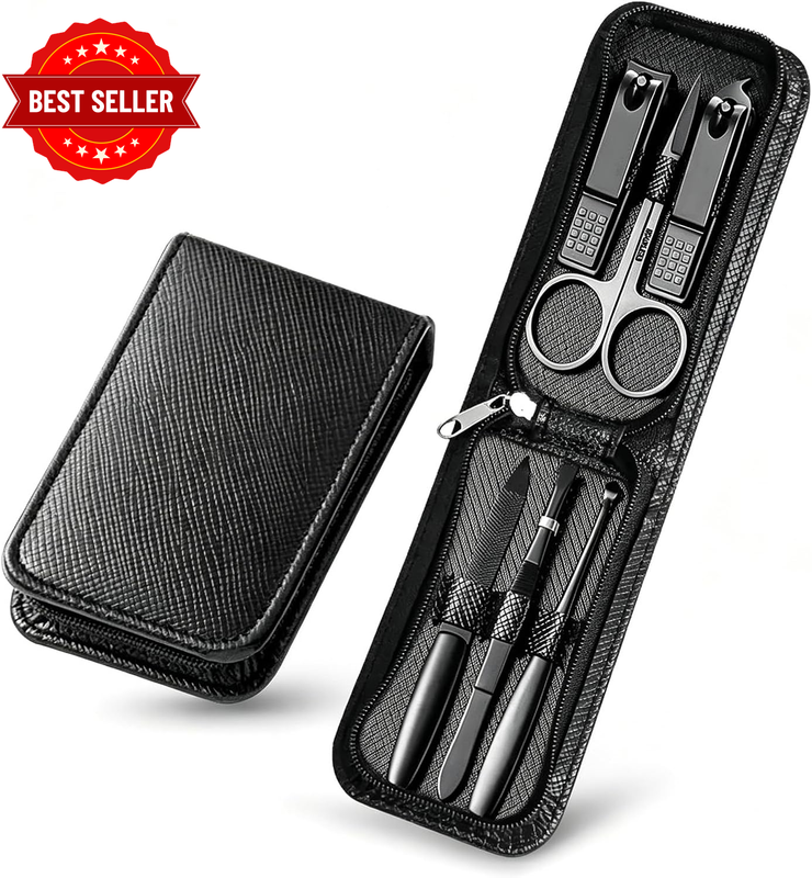 Nail Clipper Set 6 Piece, Stainless Steel Manicure Pedicure Kit | with Travel Ca