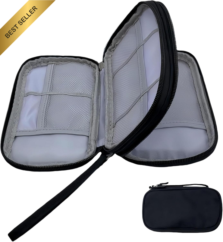 Black Waterproof Double Layer Portable Travel Accessories Organizer Case