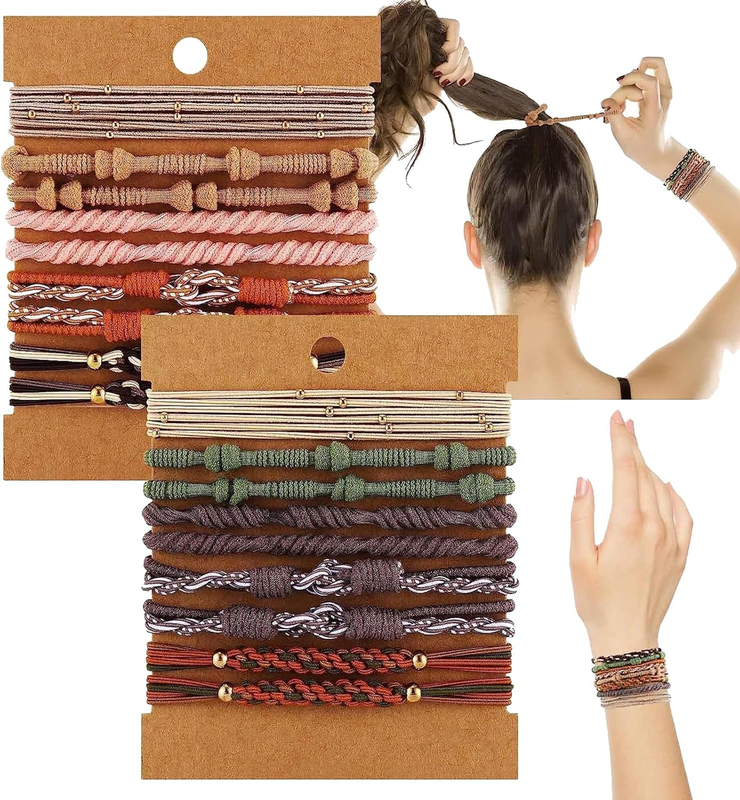 20 Pcs Boho Hair Ties for Women, 5 Styles Cute Hair Tie Bracelet for Thin and Th