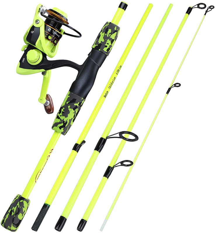 YONGZHI Spinning Fishing Rod,5-Piece Portable Fishing Pole and Reel Combo for Bo