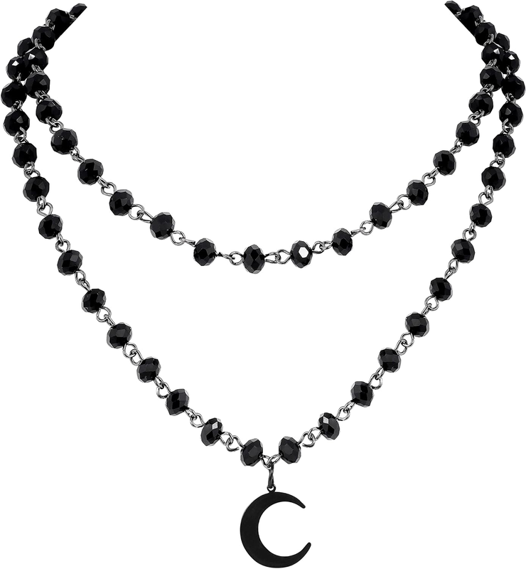 Layered Black Beaded Choker, Goth Gothic Emo Punk Grunge Necklace