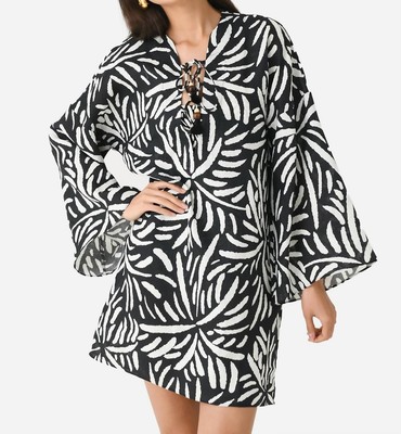 Pre-owned La Ca De  Cruz Turin Dress In Palm Bck/white