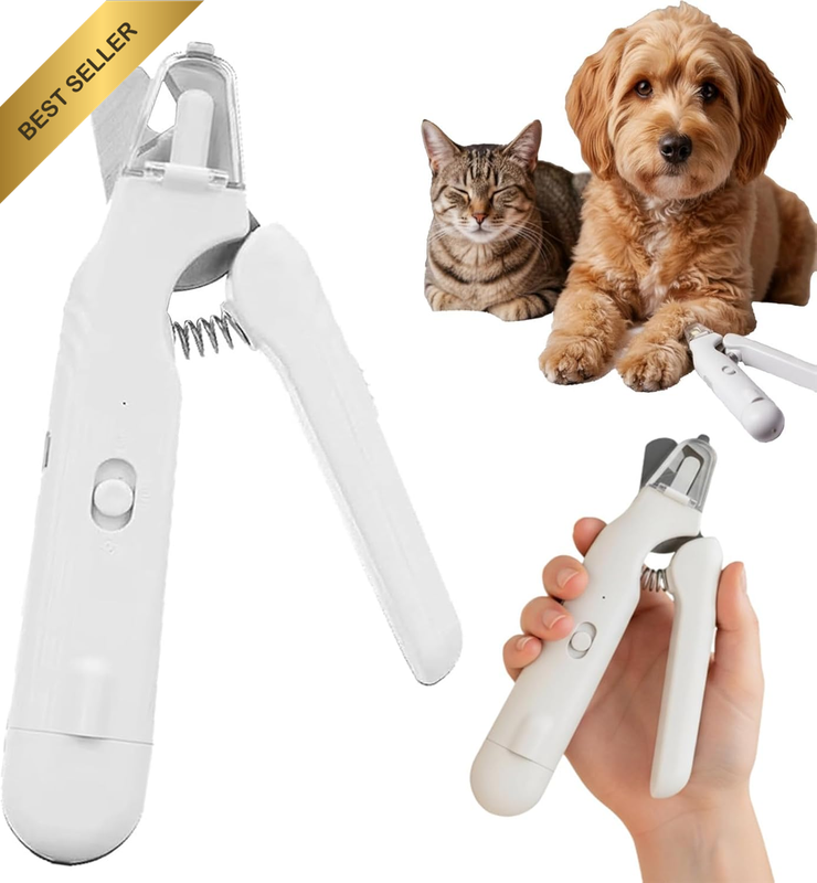 2-In-1 Dog Nail Clipper & Grinder for Dogs & Cats, LED Light, Low Noise, USB Rec