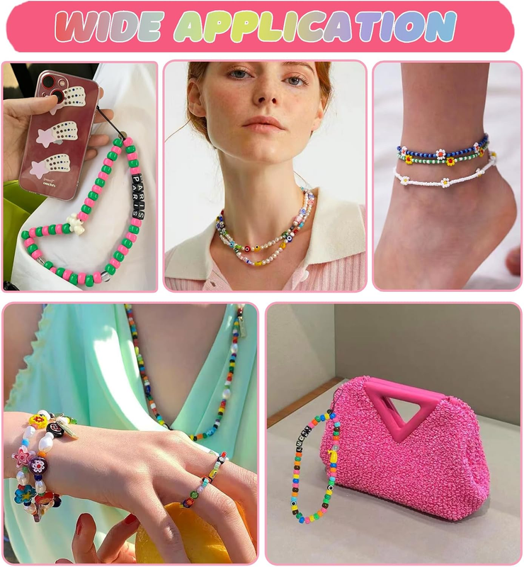 Bead Bracelet Making Kit for Jewelry DIY - Polymer Clay, Pony, Flower, Letter, C