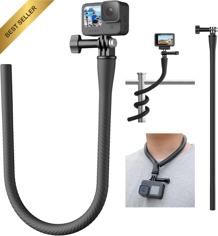 Flexible Mount Clamp Selfie Stick Pole Extension Rod for Go Pro Insta360 DJI, Ca